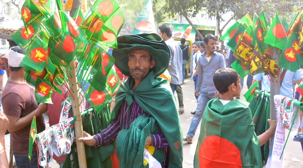 Image of street vendor in Dhaka before cricket match in Bangladesh.